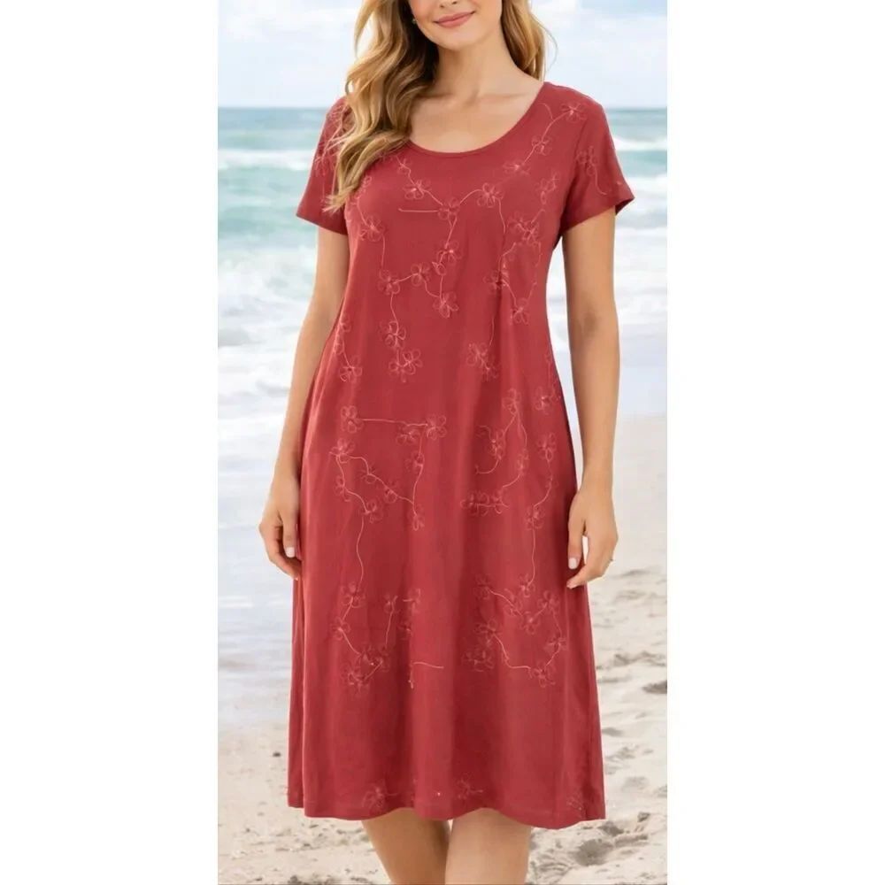 The Territory Ahead pink embroidered midi dress Medium